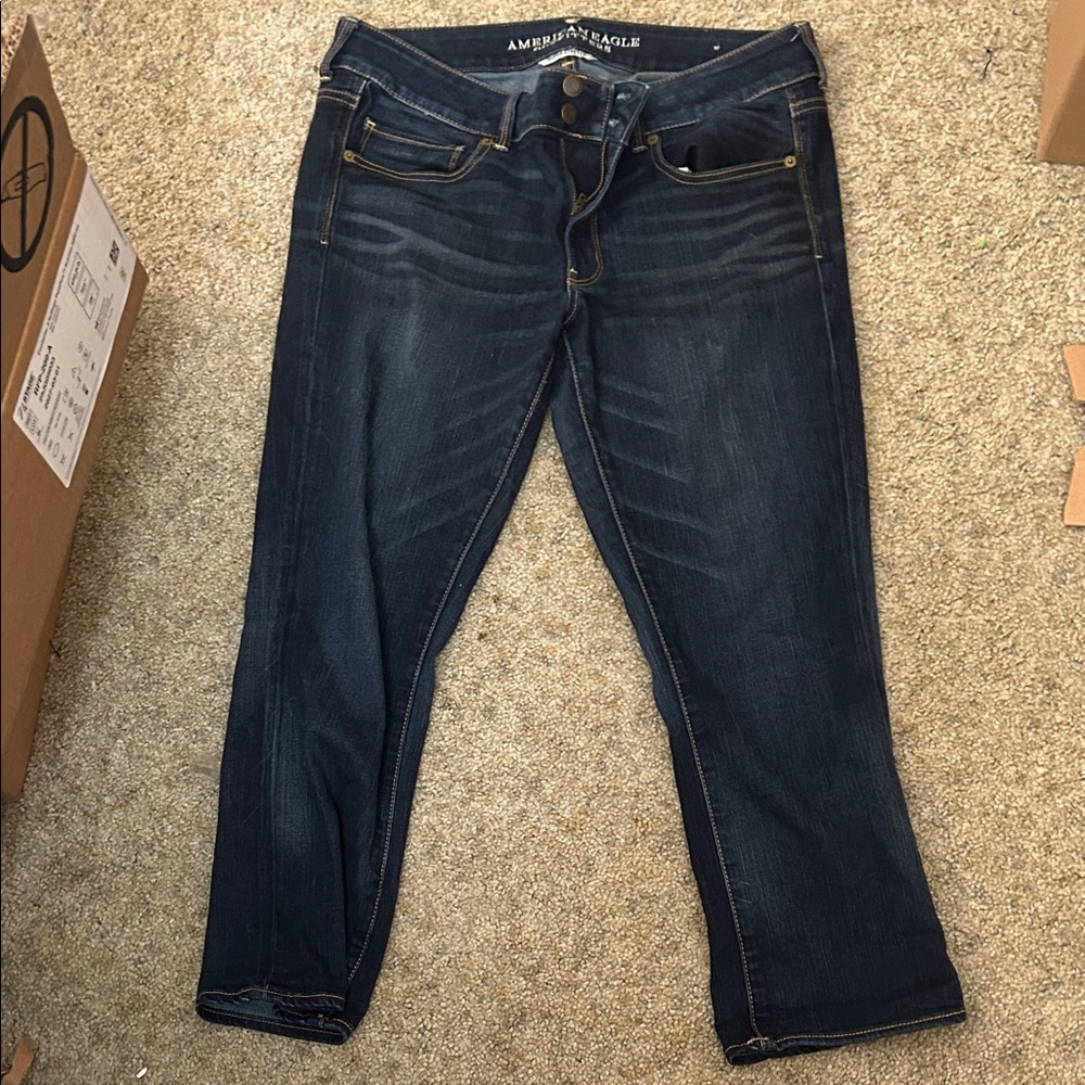 American Eagle Outfitters Women's Deep Indigo Cropped Jeans